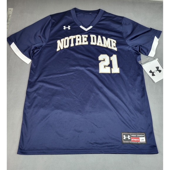 Under Armour Notre Dame Baseball Jersey Mens XL Blue V Neck 21 Pothole Mesh